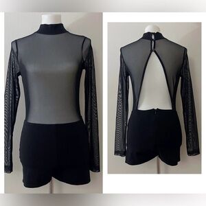 Blanc sheer upper long sleeve romper party festival